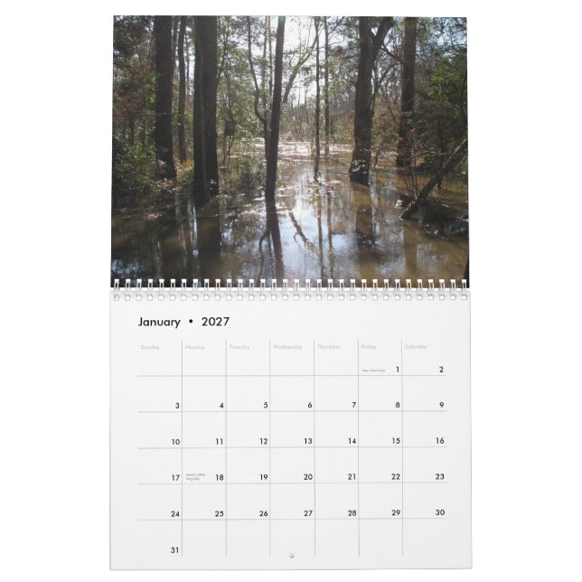 Tchefuncte tempera o calendário (Jan 2027)