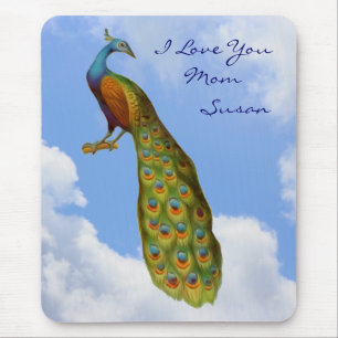 Te Amo Mãe Peacock Personalizado Mousepad