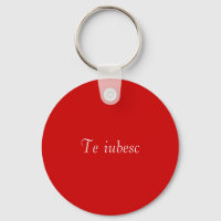 Te iubesc em chaveiro vermelho e branco