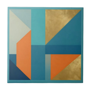 Té Verde Laranja Dourado Geométrico Abstrato