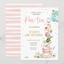 Tea Birthday Convite Rapariga Festa Par-tea Floral