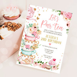Tea Birthday Convite Rapariga Festa Par-tea Floral