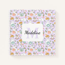 Tea & Bookish Cats Spiral Notebook Personalized