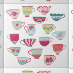 Tea Cups Moderno Retro<br><div class="desc">Uma tomada moderna sobre a porcelana retro-óssea bonito ou xícaras de chá de porcelana. Arte original de Nic Squirrell.</div>