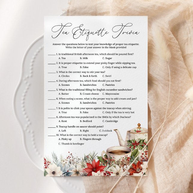 Tea Etiquette Trivia Christmas Tea Party Game (Criador carregado)