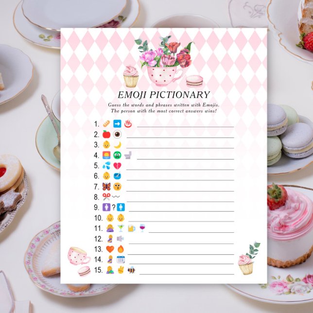 Tea party baby shower Emoji pictionary game (Criador carregado)