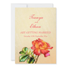 Tea rosa larange convite para casamento de belas a