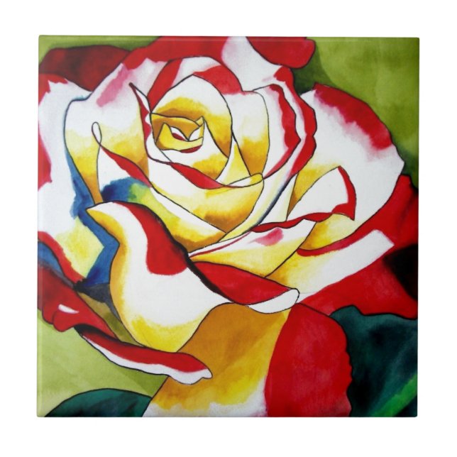Tea Rosa watercolor original art Flower (Frente)