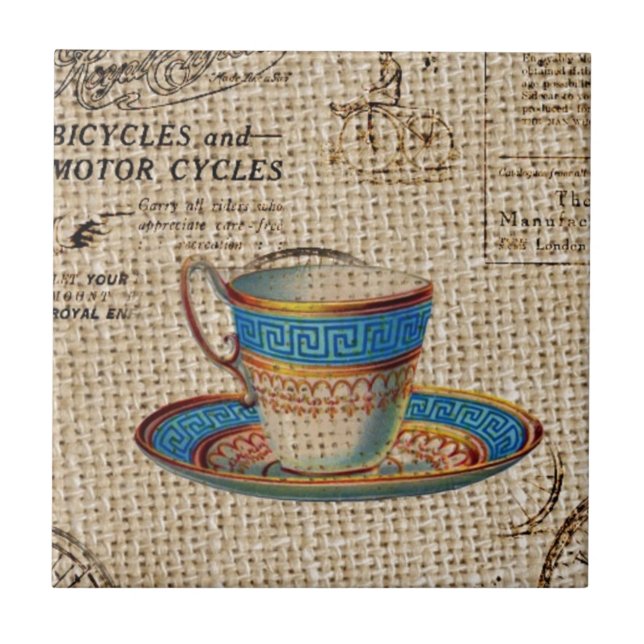 Teacup azul da festa do chá rural russo inglês (Frente)