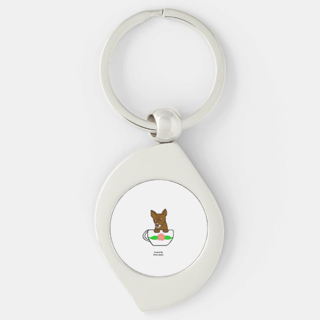 Teacup Chihuahua Swirl Chaveiro (Frente)