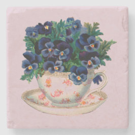 TEACUP DE VINTAGEM COM FLORES PORTA COPOS DE PEDRA