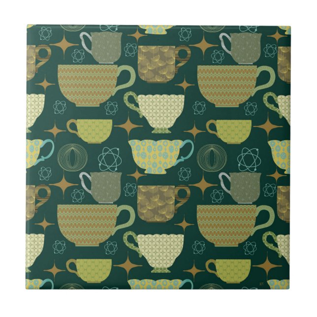 Teacup Verde Moderno do meio século (Frente)