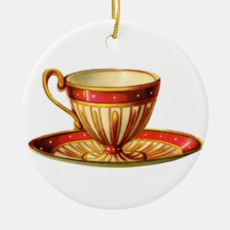 Teacup Vermelho Cerâmico de Enfeites de natal Clás