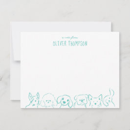 Teal A Nota Do Cartão De Nota De Desenho De Cão Co