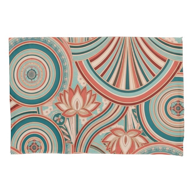 Teal and Coral Nouveau Flow (Frente)
