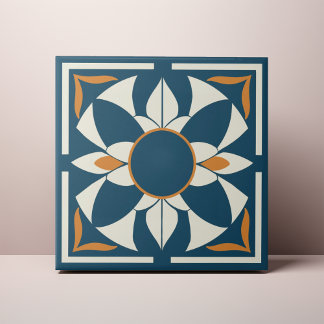 Teal and Cream Azulejo Mandala