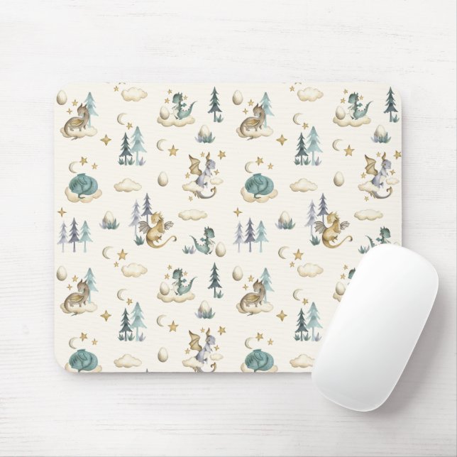 Teal and Gold Dragons Mouse Pad (Com mouse)