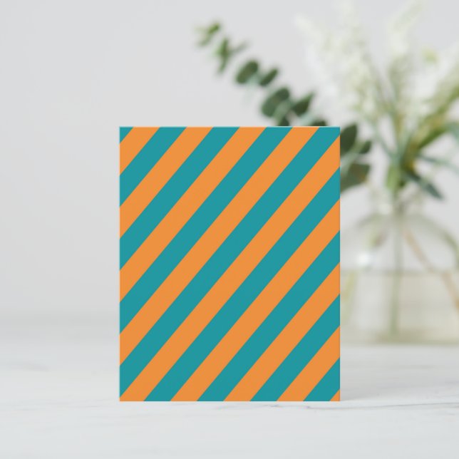 Teal and Orange Diagonal Stripes Scrapbook Paper (Em pé/Frente)