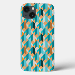 Teal And Orange Shapes Pattern