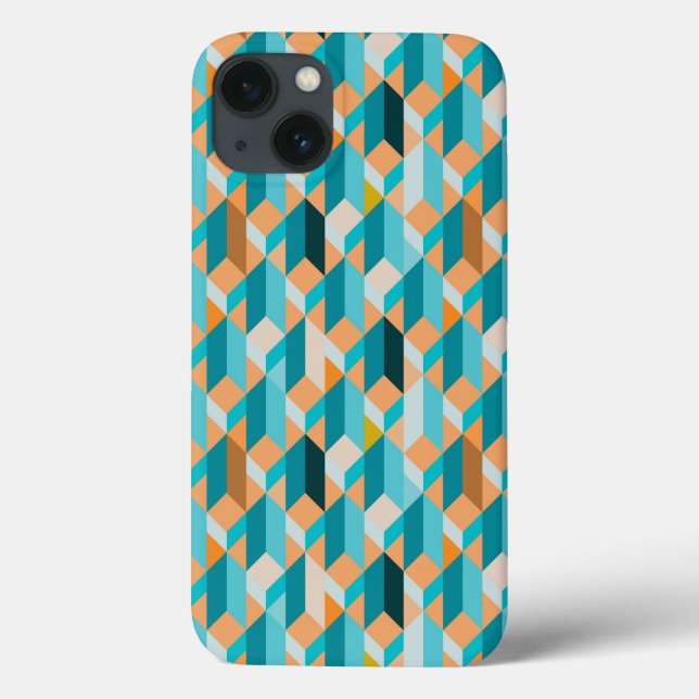 Teal And Orange Shapes Pattern (Verso)