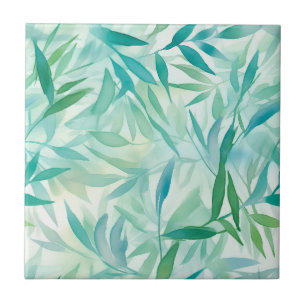 Teal, Aqua, Folhas Tropicais