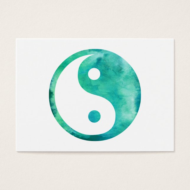 Teal Aqua Watercolor Yin Yang Taoism Equilíbrio (Frente)
