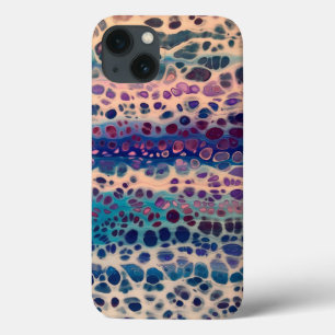 Teal Azul Lilac White Acrylic Abstrato Fluid Art