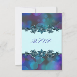 Teal Azul Roxo Bolhas Quinceanera RSVP