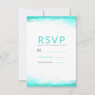 Teal Beach Aqua Watercolor Modern Wedn RSVP