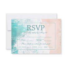 Teal Beach Ocean Sand Wedding RSVP