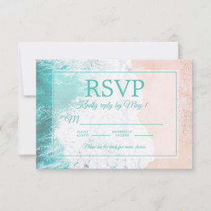 Teal Beach Ocean Sand Weding RSVP #2.2