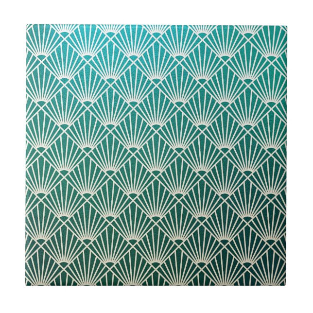 teal,beige,art nouveau,art deco, padrão do ventila (Frente)