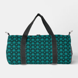 Teal Black Buffalo Heart Plaid