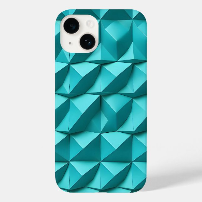 Teal Blue iPhone Case Minimalist 3D Design Trendy (Verso)