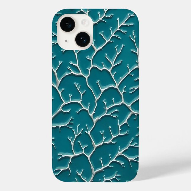 Teal Blue iPhone Case with Vein Texture (Verso)