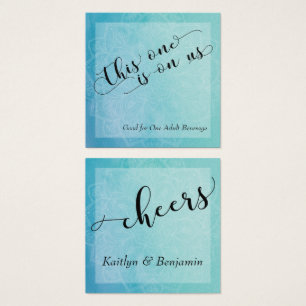 Teal & Blue Watercolor com Bilhetes de Bebida Mand