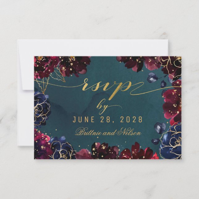 Teal Bordeaux Sapphire Jewel Tone Meal Choice RSVP (Frente)