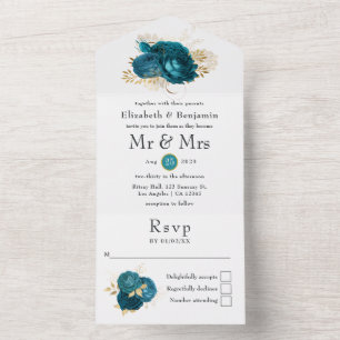 Teal - Casamento Floral Turquesa e Dourado Tudo Em