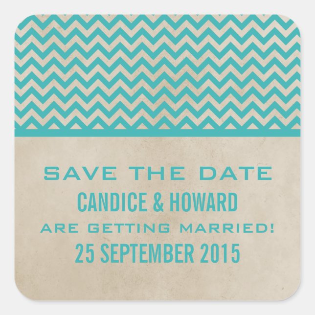 Teal Chic Chevron Salve os adesivos de data (Frente)