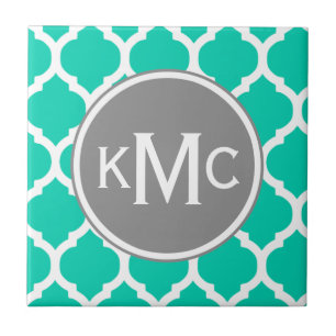 Teal Cinza Lattice Marroquina