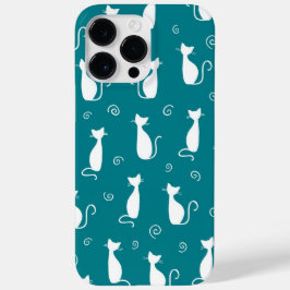 TEAL COM PADRÃO DE GATO BRANCO SENTADO