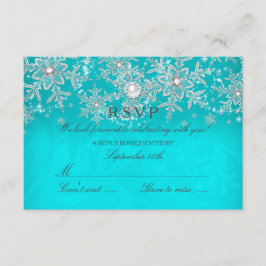 Teal Crystal Pearl Snowflake Silver Winter RSVP