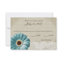 Teal Daisy e Cartão de Resposta de Casamento de Lo