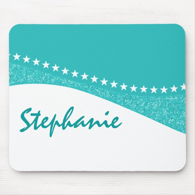 Teal Dazzling Star Curves Mousepad (Frente)