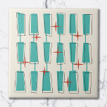 Teal de Blocos Atômicos Modernos de meio século, C<br><div class="desc">Meio século Moderno da Era Atômica. Diversão e design ousado com blocos fungos e coloridos,  e estrelas. Perfeito para amantes de estilo retrô e vintage.</div>