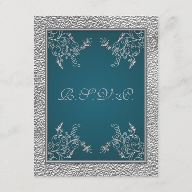 Teal de FILHO IMPRESSO na placa de RSVP de Máquina (Frente)