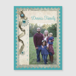 Teal de fritos de friso de neve Vintage Winter sno