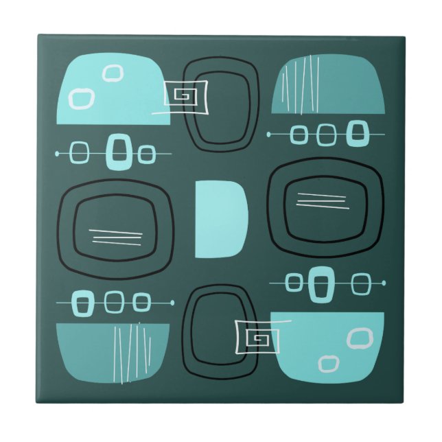 Teal de Pedras e Bolinhos Modernos do Século Médio (Frente)