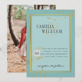 TEAL DE RSVP DE CÓDIGO QR DO Convite de casamento 