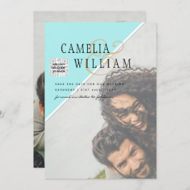 TEAL DE RSVP DE CÓDIGO QR DO Convite de casamento 